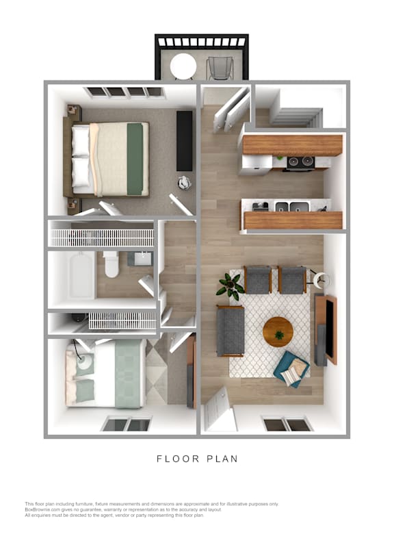 Floor Plan  2 Bedroom Floor Plan at Brookwood, Archdale