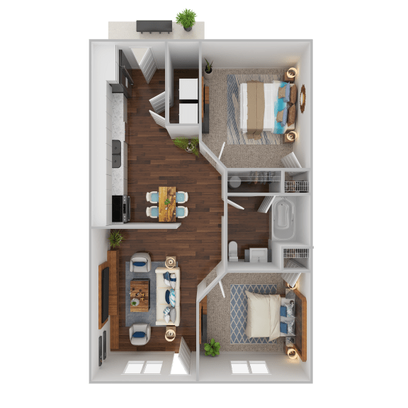 Floor Plan  2 Bed 1 Bath Floor Plan at Davidson Apartment Homes, Concord, North Carolina
