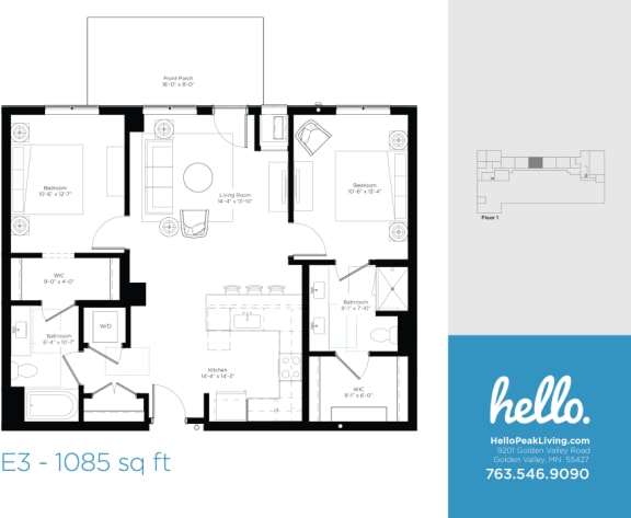 Floor Plan  E3 Floor Plan at Hello Apartments, Minneapolis