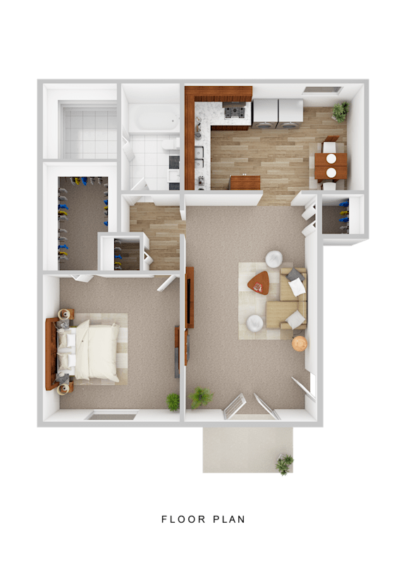 1 Bed 1 Bath Floor Plan at Emerald Pointe, Riverdale