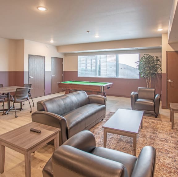 Clubroom With Billiards Table at Cedar Green, Blaine, MN, 55434