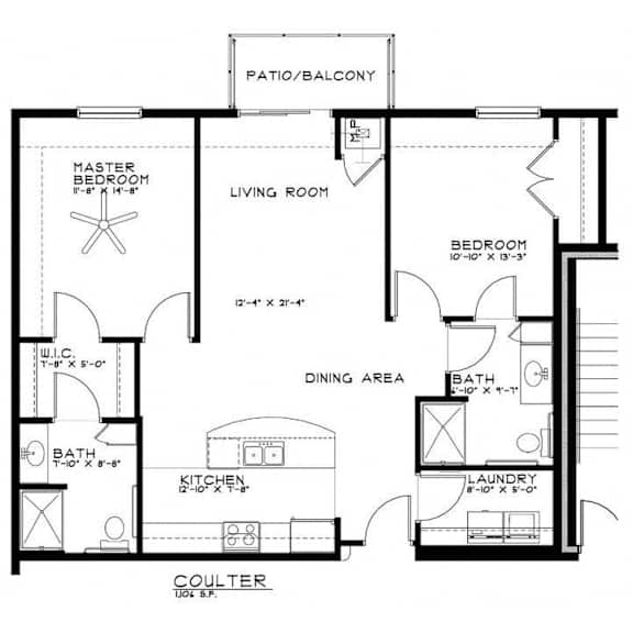 A black and white floor plan of a house with labeled rooms.