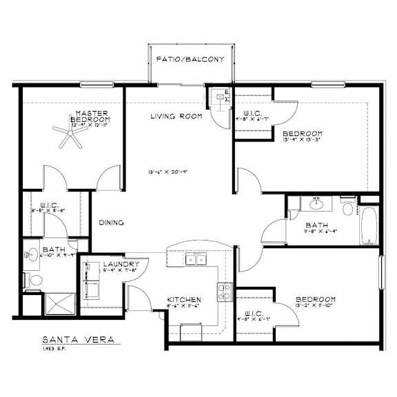 A black and white image of a Santa Vera floor plan.