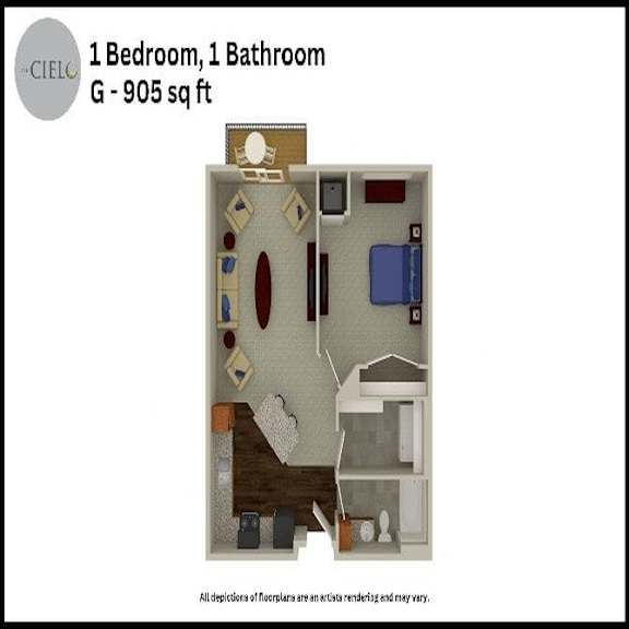 Floor Plan  G Floor Plan at The Cielo Apartments, Fridley, Minnesota