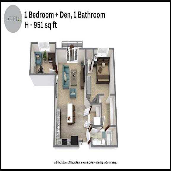 Floor Plan  H Floor Plan at The Cielo Apartments, Fridley, MN, 55432