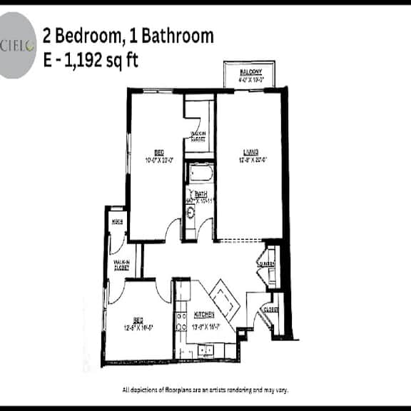 Floor Plan  E Floor Plan at The Cielo Apartments, Fridley, MN, 55432