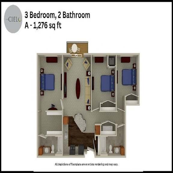 Floor Plan  A Floor Plan at The Cielo Apartments, Fridley