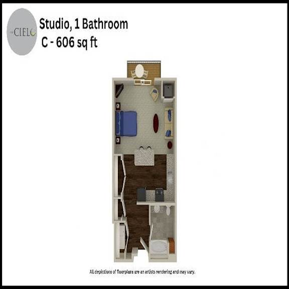 Floor Plan  C1 Floor Plan at The Cielo Apartments, Fridley, MN, 55432