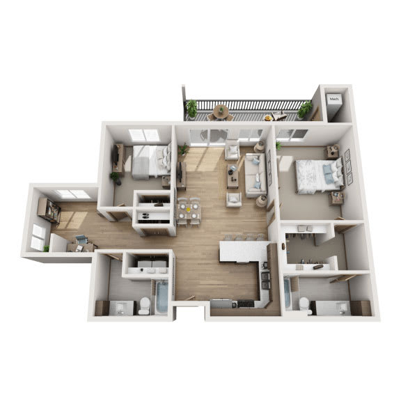 Floor Plan  2 Bedroom with Den Floor Plan at Lake Ridge, Prior Lake, MN