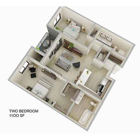 2 Bedroom Floor Plan at Aster Meadow, Vadnais Heights