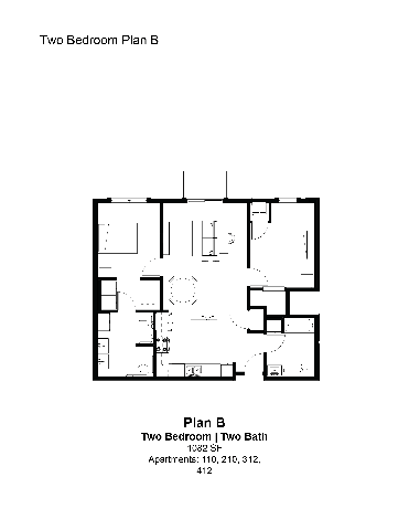 2 Bed Floor Plan at The Hendrickson, Minnesota