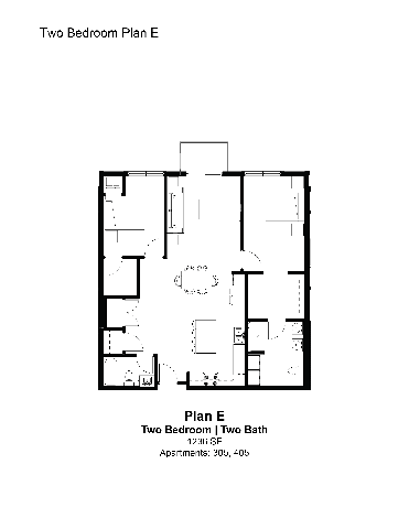 2 Bed E Floor Plan at The Hendrickson, Falcon Heights, MN