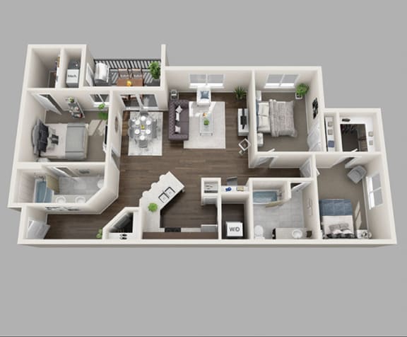 floor plan three bedroom two bath 1,371 sq. ft. at First Creek, Denver, Colorado