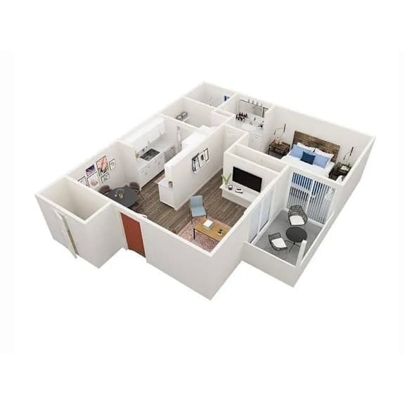 2 bed two bath floorplan at Creekview Apartments, Utah