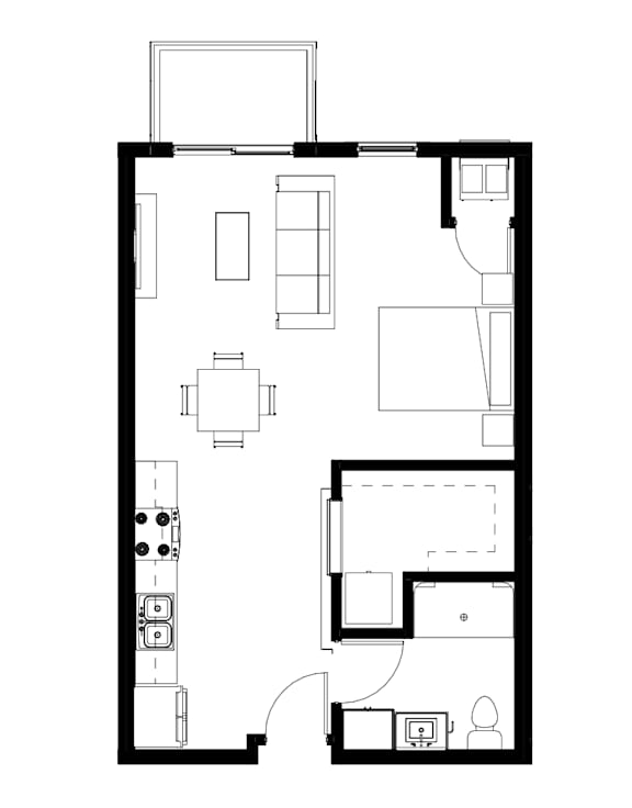 A black and white image of a floor plan for a house.