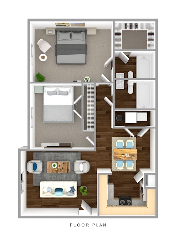 Floor Plan  a stylized floor plan with a bedroom and living room
