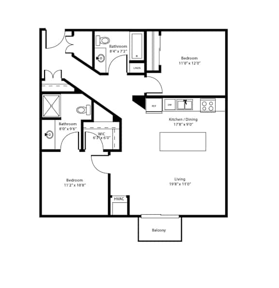 A black and white image of a floor plan for a home.