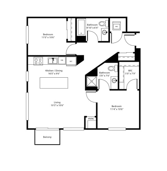 A black and white image of a floor plan for a home.