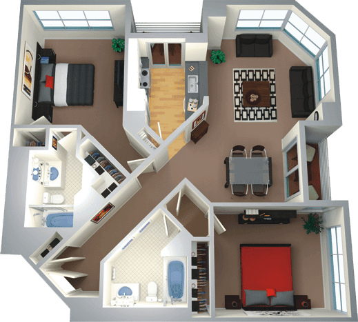 a 3d rendering of a floor plan of a house