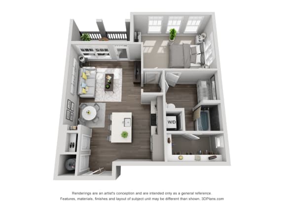 B6 1 Bedroom 1 Bath Floor Plan at Central Island Square, Charleston, 29492