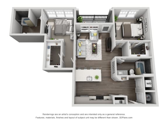 C5 2 Bedroom 2 Bath Floor Plan at Central Island Square, Charleston, SC, 29492