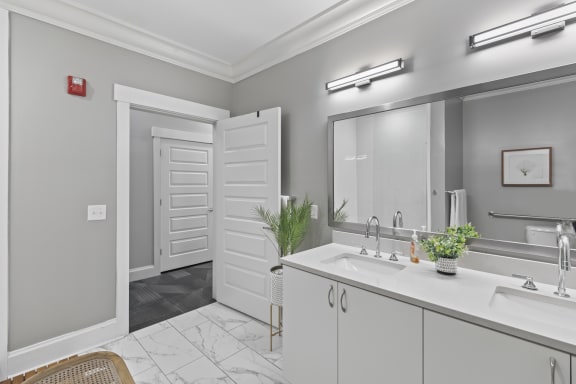 Bathroom with vanity and mirror at Central Island Square, Daniel Island, SC