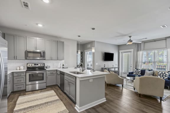 Kitchen with Stainless Steel Appliances Central Island Square, Daniel Island SC