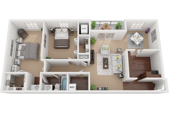 2 Bedroom 1 Bath Rennovated 1,100 Sq.Ft. Cheswolde Floor Plan at Courthouse Square Apartments, Towson