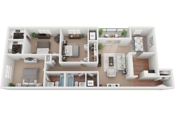 3 Bedroom 2 Bath 1320 SF  at Courthouse Square Apartments, Towson, 21286