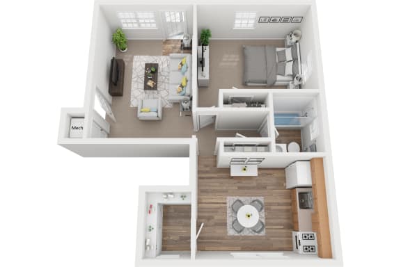 1 bedroom 1 bath floor plan image at Cross Country Manor, Baltimore MD