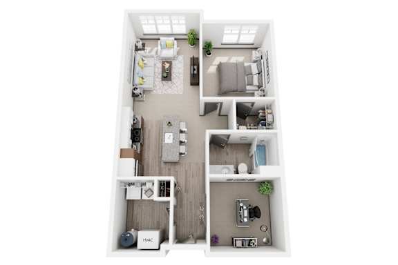 A4 1 bed 1 bath floor plan at Dartmoor Place at Oxford Square Apartments, Hanover, Maryland