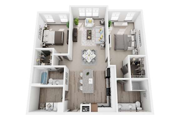 D3 2 Bedroom 2 Bath 1156sf floor plan at Dartmoor Place at Oxford Square
