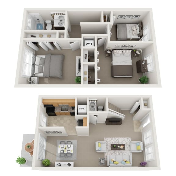 3 bedroom 1.5 bath non renovated floor plan  at Doncaster Village Apartments, Maryland