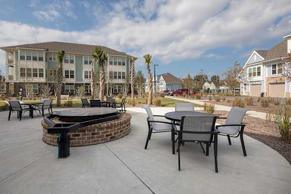 Patio with table and chairs at Elevate at Brighton Park, Summerville, South Carolina