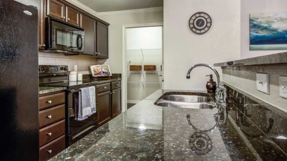 Kitchen with Wood Cabinetry at Carolina Point Apartments, South Carolina, 29607