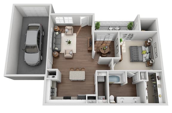 Magnolia 1bd 1ba Floorplan at Sweetgrass Landing, South Carolina
