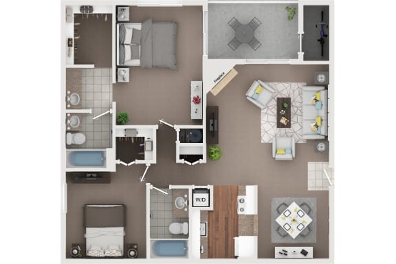Floor Plan  Brighton 2 bedroom 2 bath floor plan at McDonogh Township Apartments, Maryland, 21117