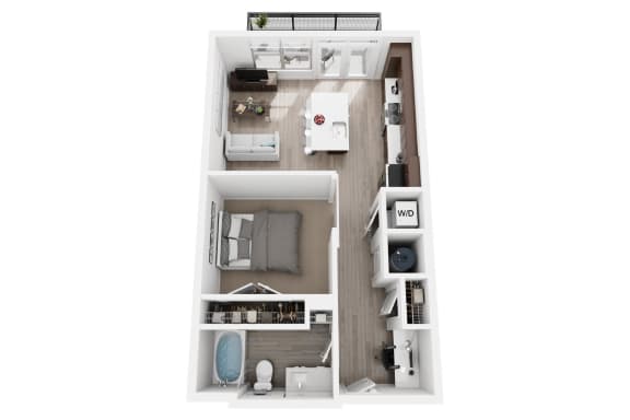 Studio A1 floor plan at Millworks Apartments, Atlanta, GA