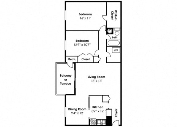 2 Bedroom 1 Bath Washer Dryer at Padonia Village Apartments, Timonium, MD