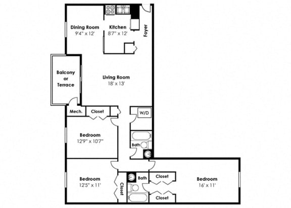 3 Bedroom 2 Bath Washer Dryer at Padonia Village Apartments, Timonium, MD, 21093