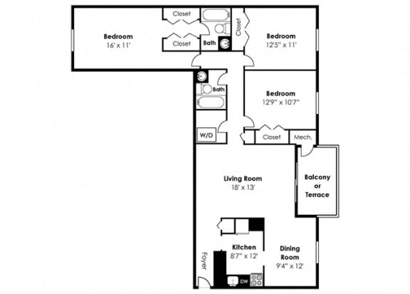 2 Bedroom 2 Bath Renovated 1292sf at Padonia Village Apartments, Timonium, 21093