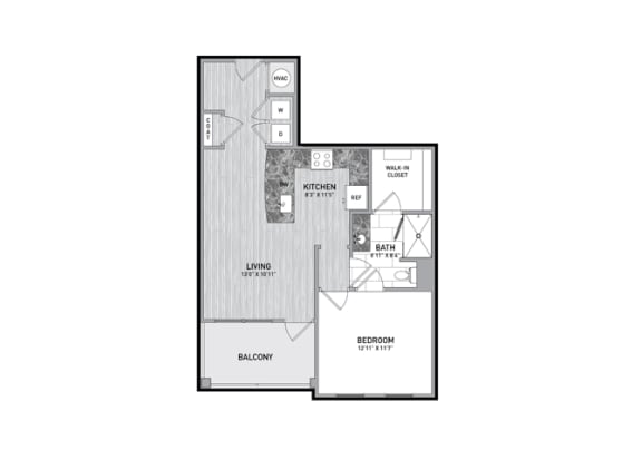 1 Bedroom 1 Bath Floor Plan at The Flats at Ballantyne Apartments, North Carolina, 28277