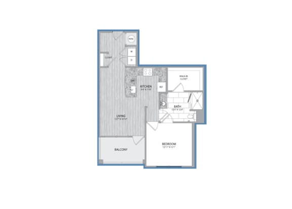 1 Bedroom 1 Bath Floor Plan at The Flats at Ballantyne Apartments, Charlotte, North Carolina