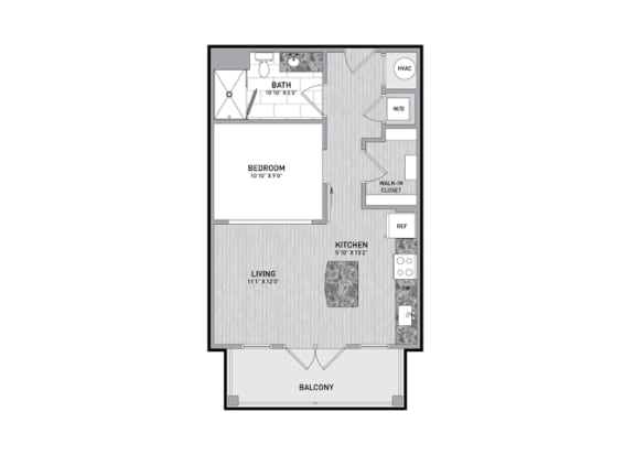 Studio Floor Plan at The Flats at Ballantyne Apartments, Charlotte, NC
