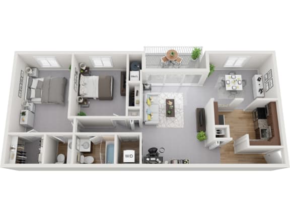 Renovated 2 Bedroom 1.5 Bath 1055sf Floor Plan,  at Padonia Village Apartments, Timonium MD