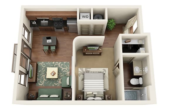 Gallery Studio Floor Plan at Park & Kingston Charlotte NC 28203