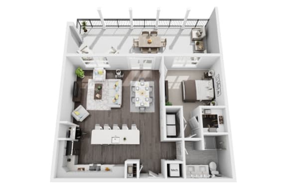 1 bedroom 1 bath 925 sf 3D Floor Plan @ St. Marys Square North