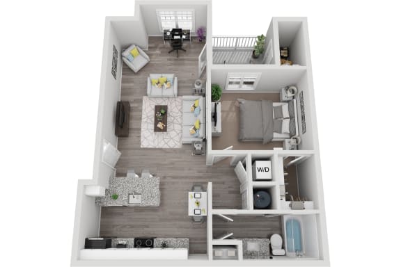 1 bedroom 1 Bath Lumina renovated floor plan at The Reserve at Mayfaire, Wilmington NC