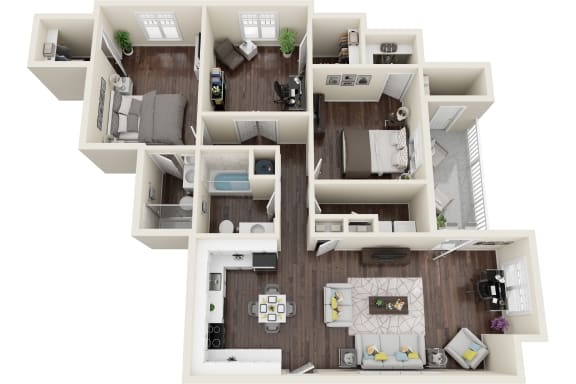 2 bedroom 2 Bath Oceanic non-renovated floor plan at The Reserve at Mayfaire, Wilmington NC