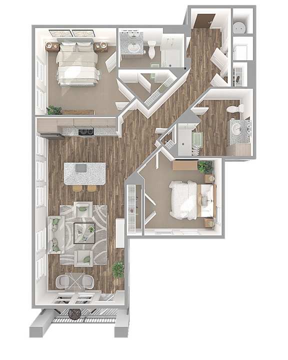 2 bed 2 bath B at The Linden Apartments, Davidson
